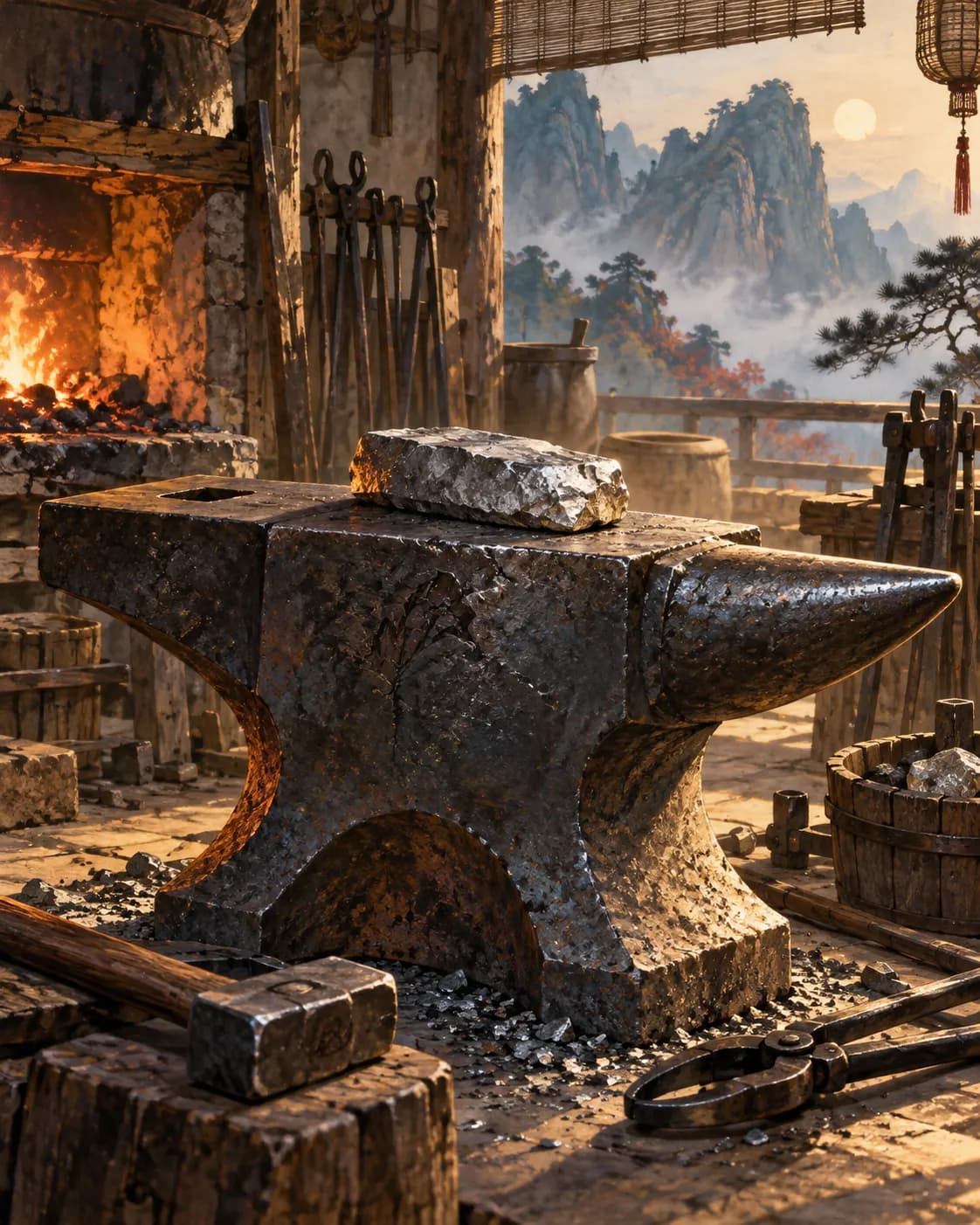 Raw metal rests on an iron anvil